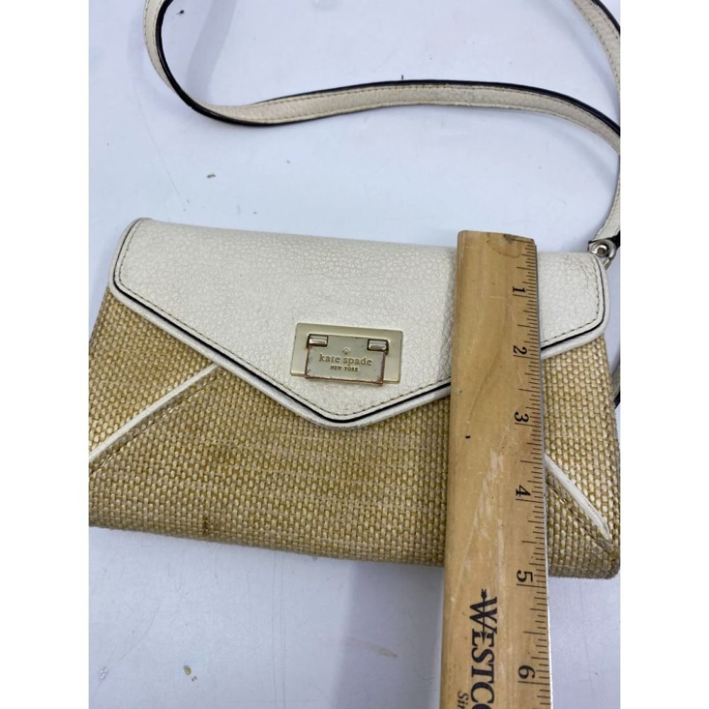 Kate Spade White Tan Fabric Crossbody Bag - Picture 6 of 9